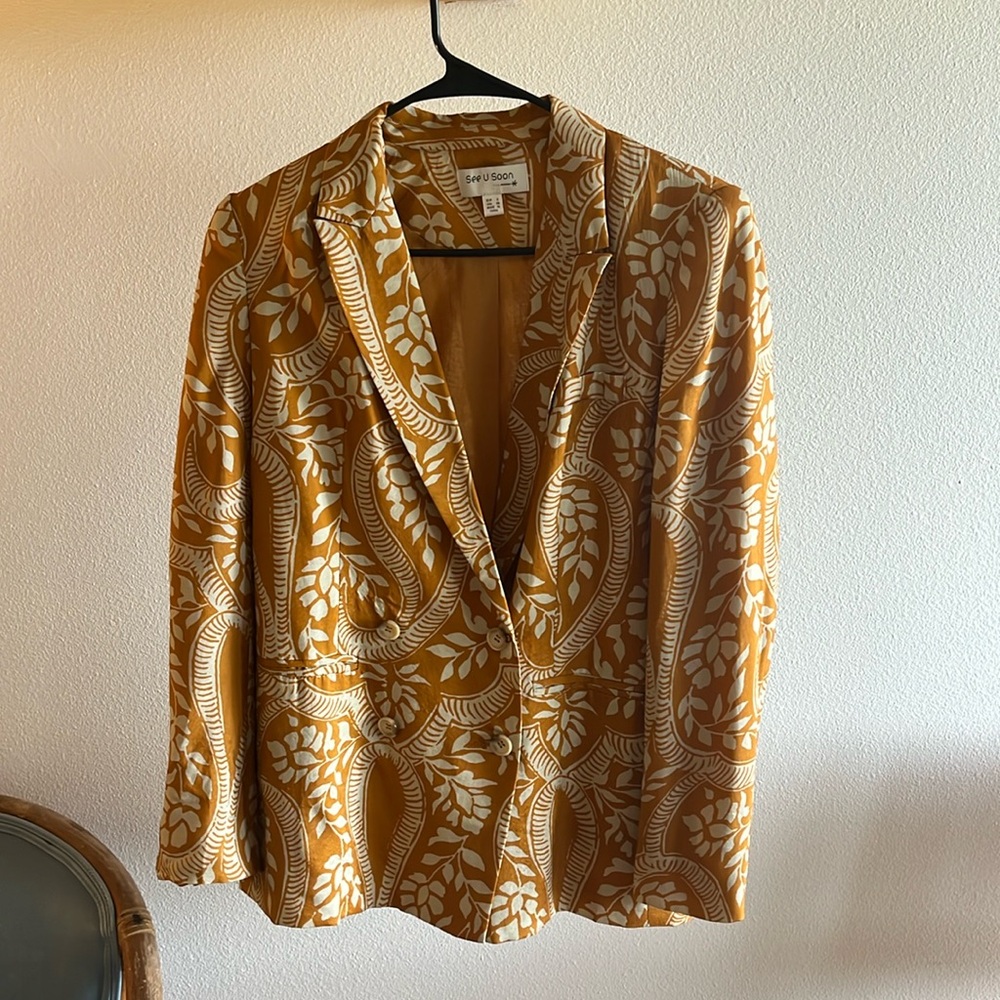 See U Soon Orange Patterned Blazer